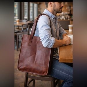 Full Grain Leather Tote / Vegetable Tanned | Waxed Rustic Minimalist Bag